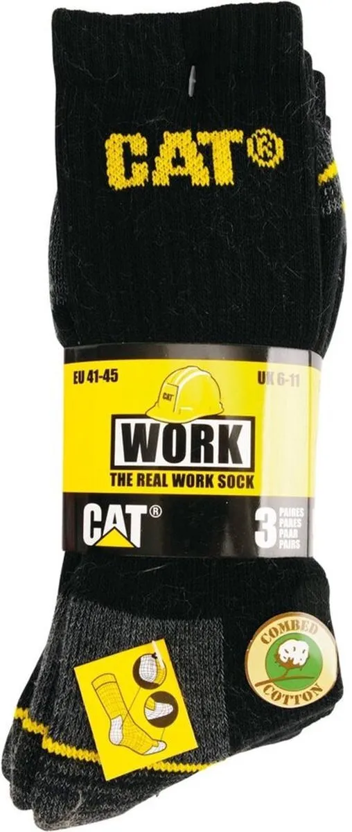 Caterpillar Werksokken 41/45 - Zwart/Grijs - 3 Paar - afbeelding 6 van 6