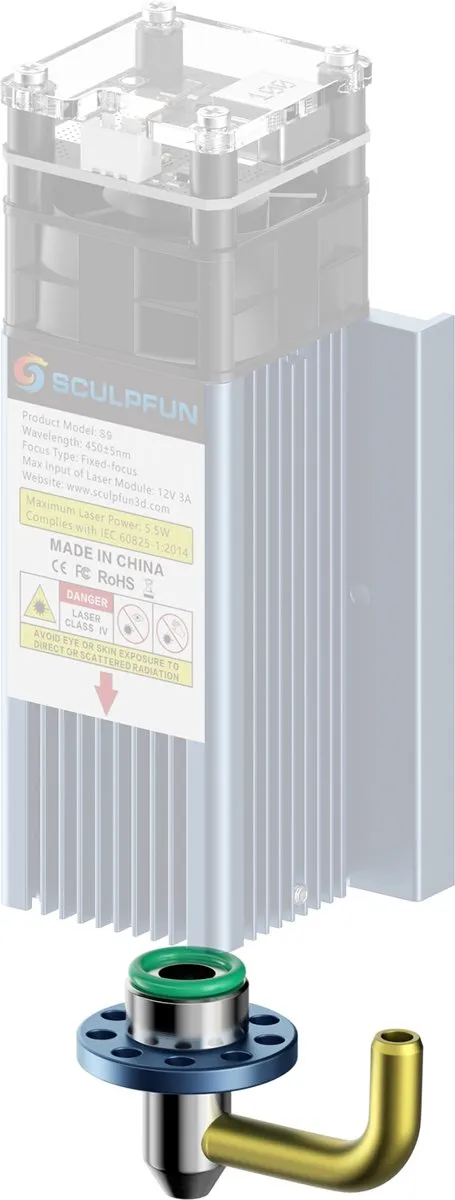 Sculpfun S9 Air Assist Nozzle Kit - Luchtassistentie Mondstukset met Luchtpomp - Hogesnelheids Luchtassistentie - Perfecte Compatibiliteit met Laser Graveermachine - Accessoires voor Lasergraveerder