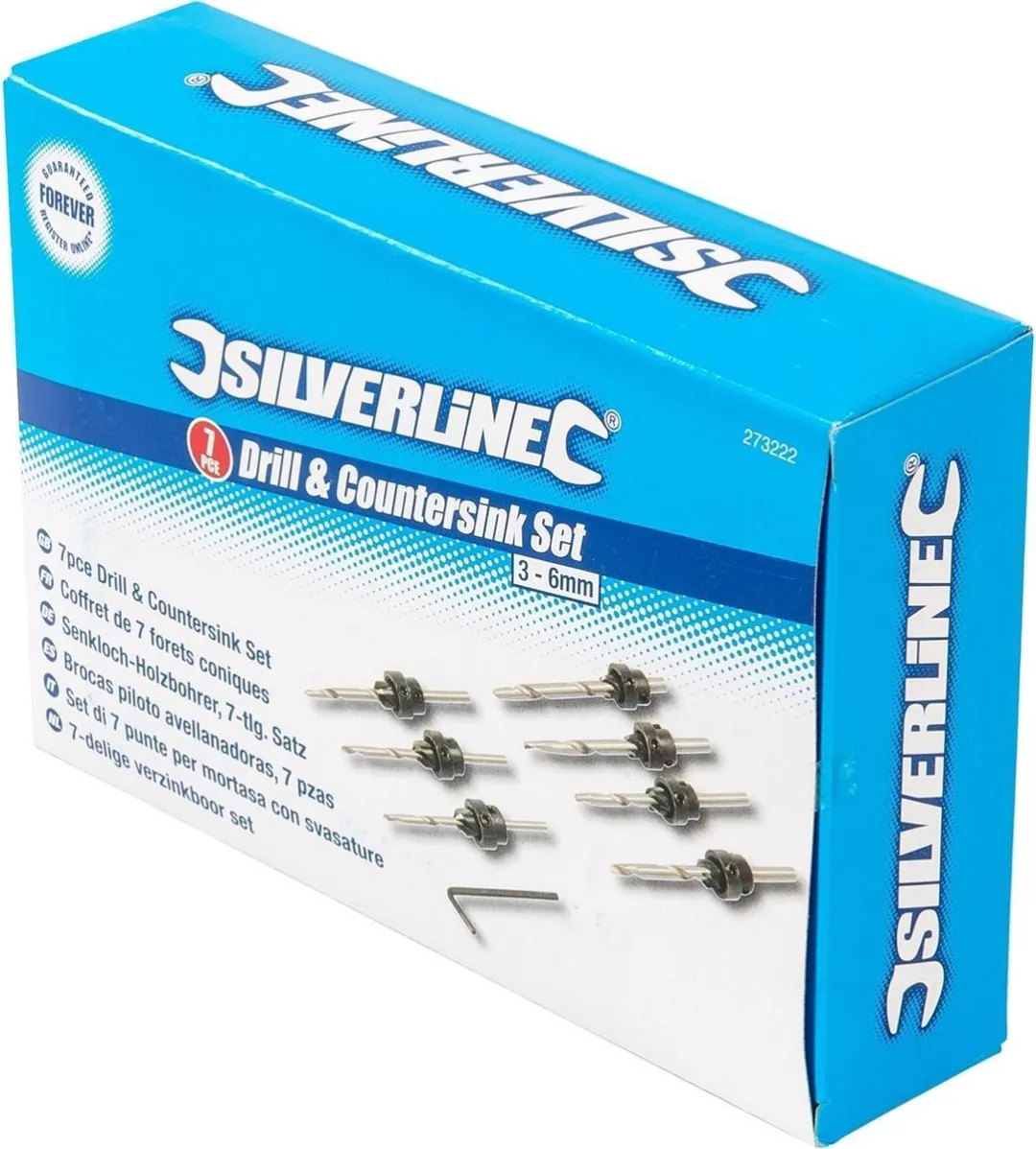 Silverline Verzinkboor Set 3-6mm - 7-delig