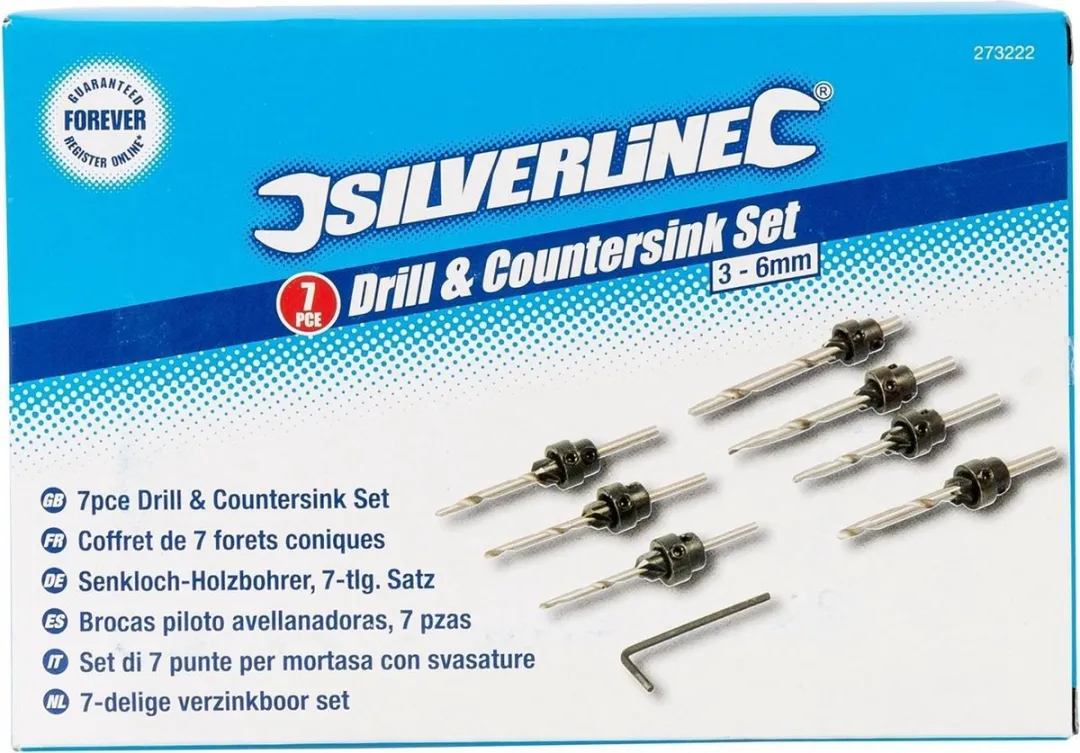 Silverline Verzinkboor Set 3-6mm - 7-delig