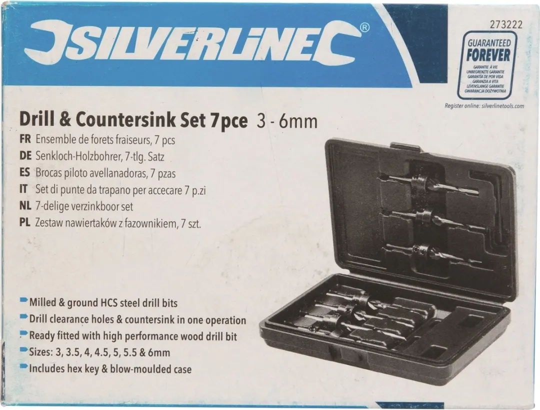 Silverline Verzinkboor Set 3-6mm - 7-delig - afbeelding 6 van 6