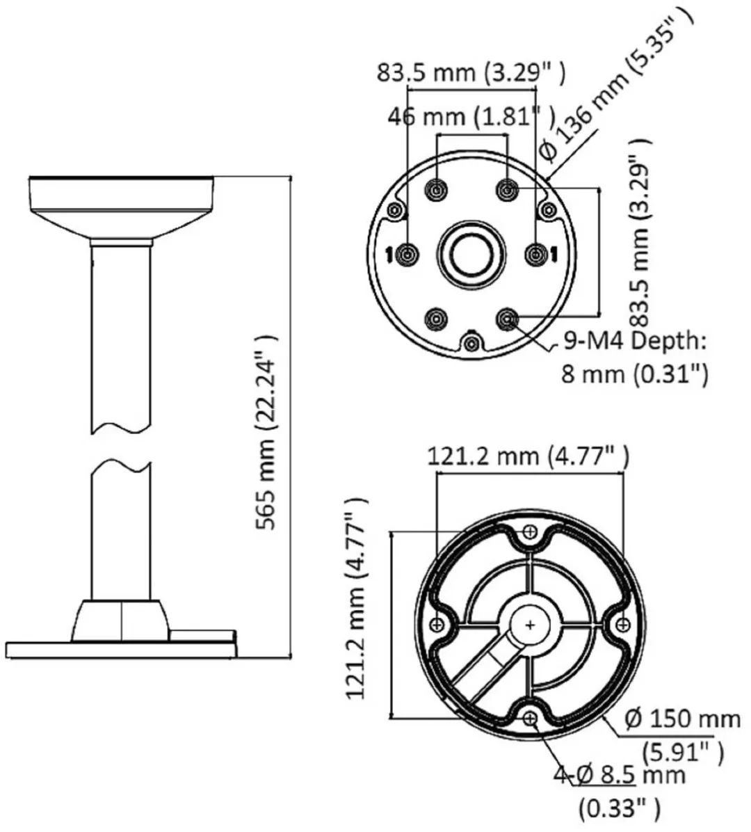 Hikvision DS-1271ZJ-135 Pendelmast - Wit