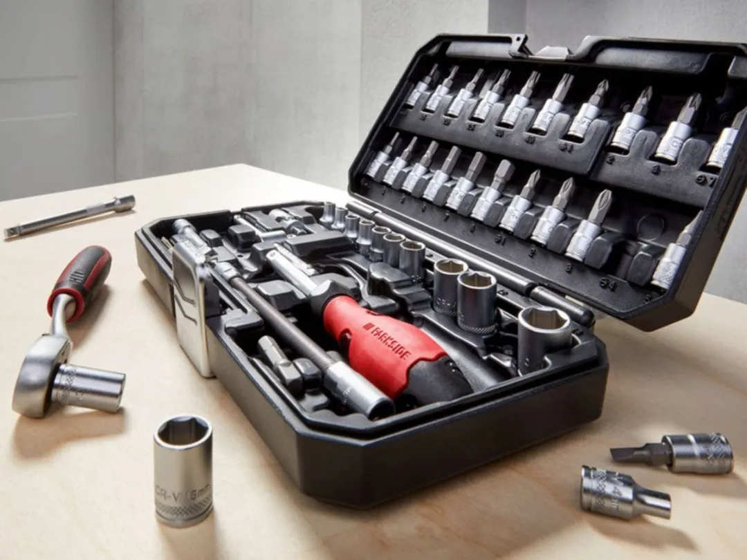 PARKSIDE Ratelset 46-delig - 1/4" - Zwart/Zilver/Rood - afbeelding 2 van 2