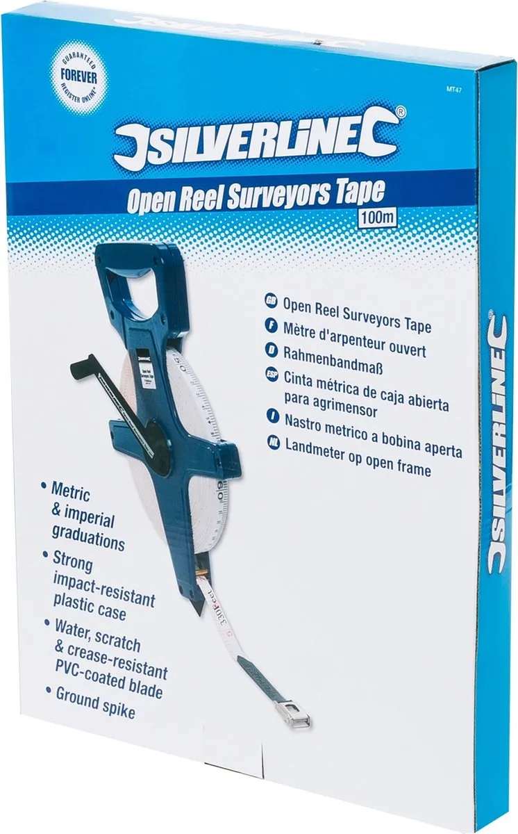 Silverline MT47 Landmeter - 100m x 13mm - Water- en krasbestendig