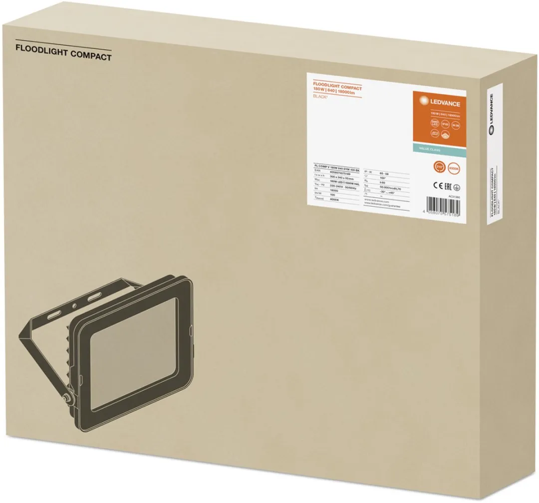 Ledvance LED Breedstraler Compact 180W 18000lm - Zwart