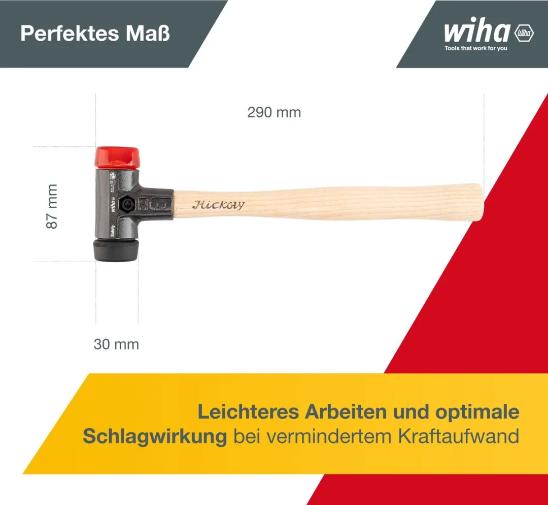 Wiha 832-38 Safety Kunststof Hamer 30x290mm - Zwart/Oranje - afbeelding 6 van 6