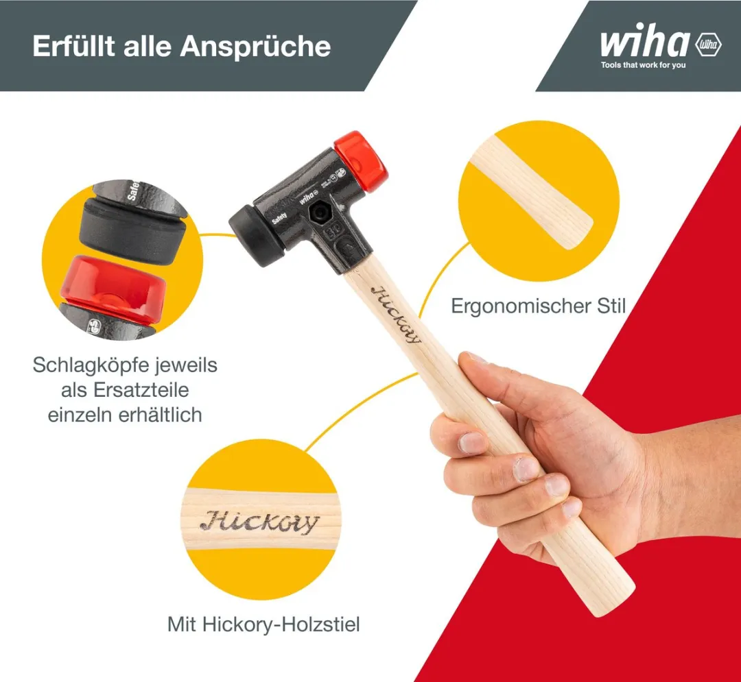 Wiha 832-38 Safety Kunststof Hamer 30x290mm - Zwart/Oranje
