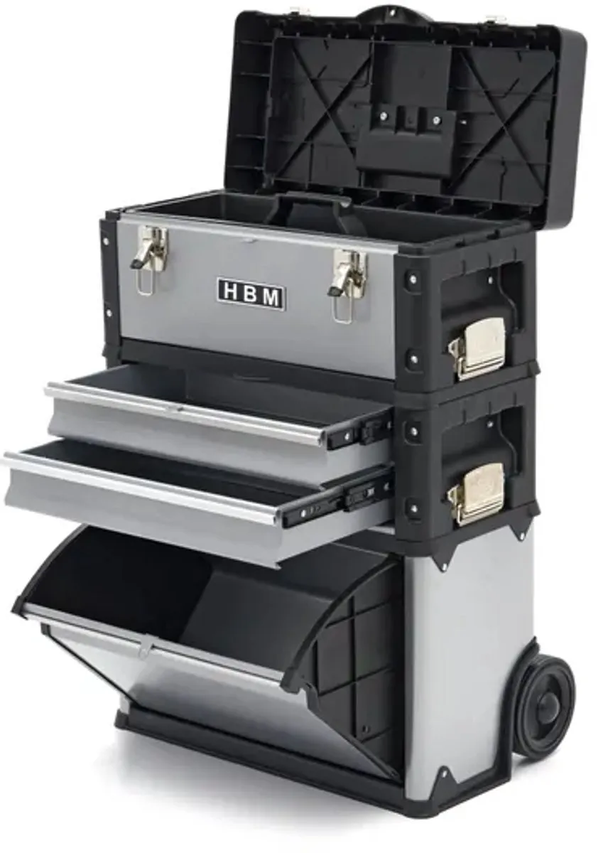 HBM H130492 Modulaire Verrijdbare Gereedschapskist - 3-delig - Zilver