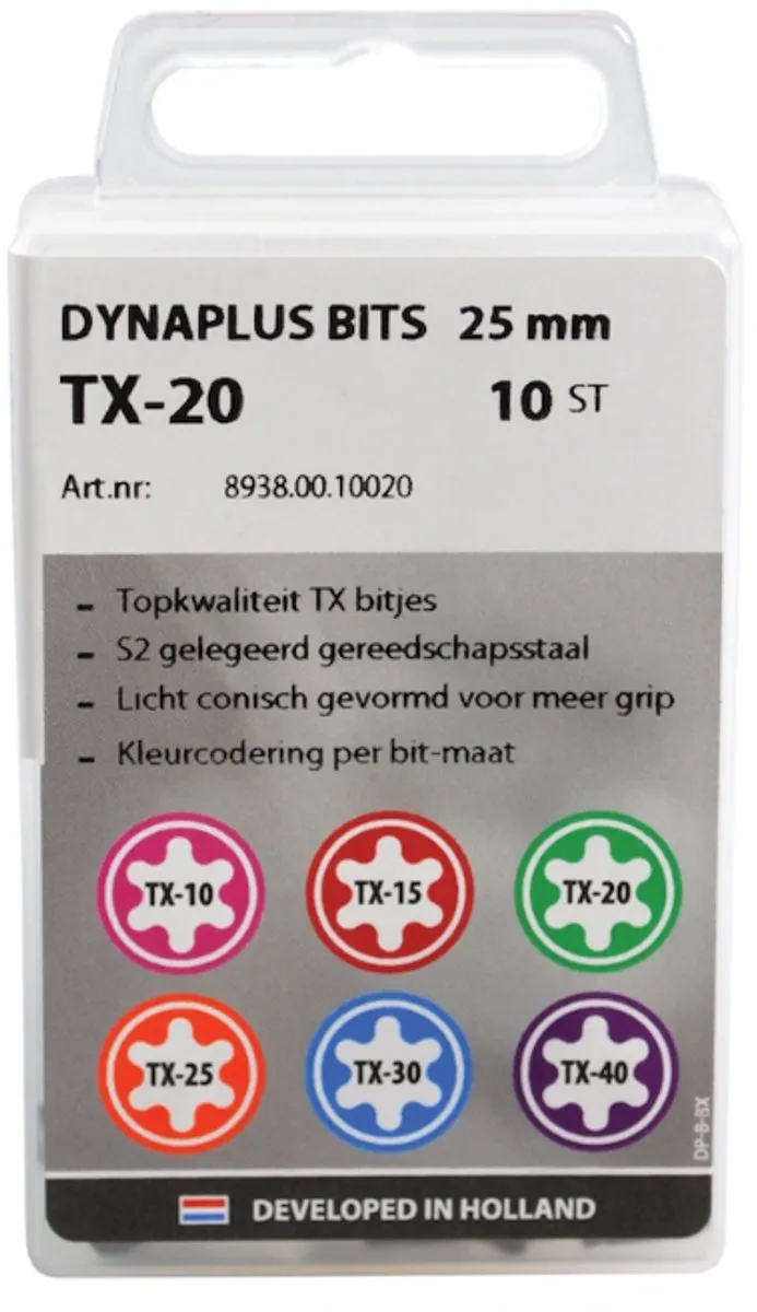 Dynaplus - Schroefbit - Pozidrive2 - 25mm - Grijs (10 stuks)