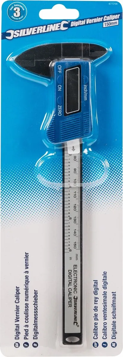 Silverline Digitale Schuifmaat 150mm - Carbon - Blauw