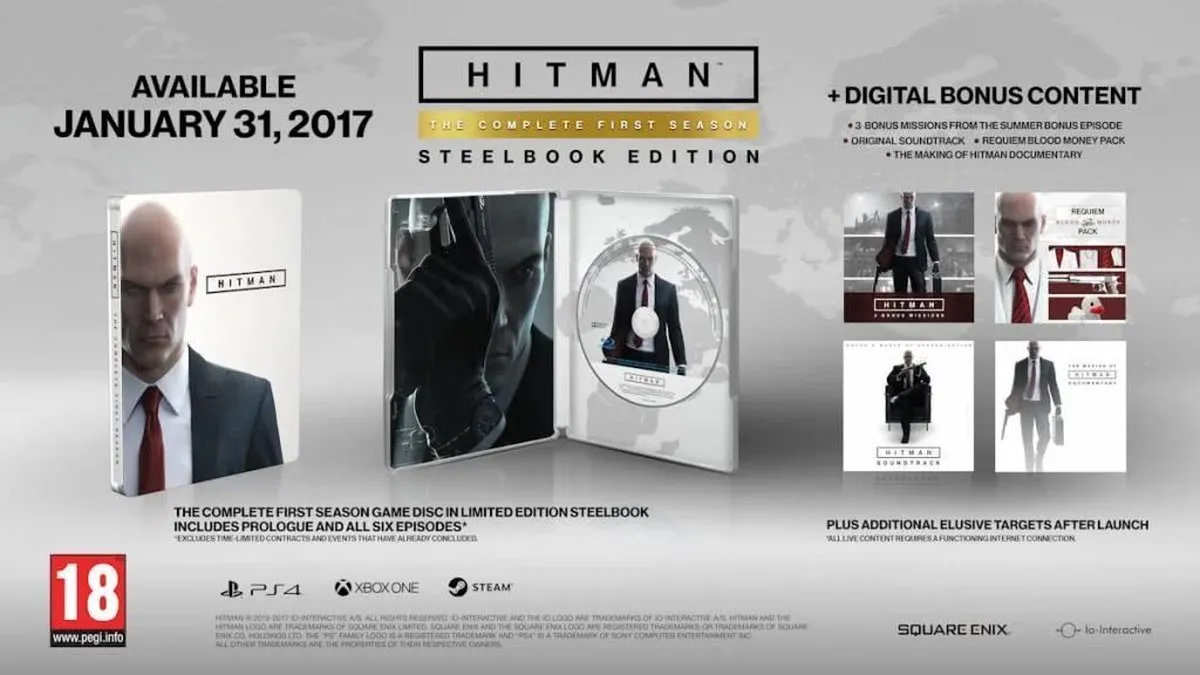 Square Enix Hitman The Complete First Season Steelbook - PS4