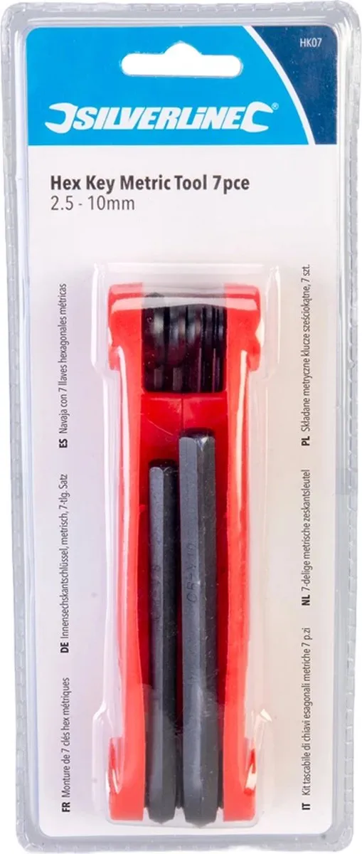 Silverline Inbus Sleutelset 7-delig - 2,5 t/m 10mm - Rood