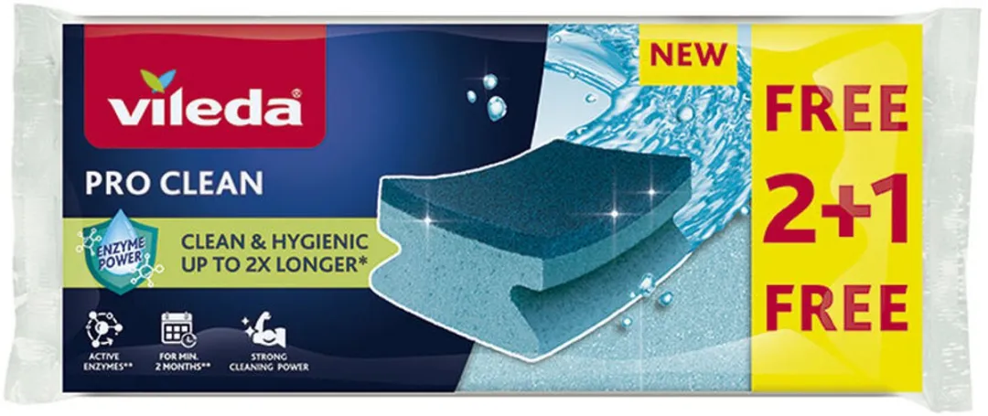 Schuurspons Vileda su pro clean 2+1 Blauw Schuim (3 Onderdelen) (2 Stuks)