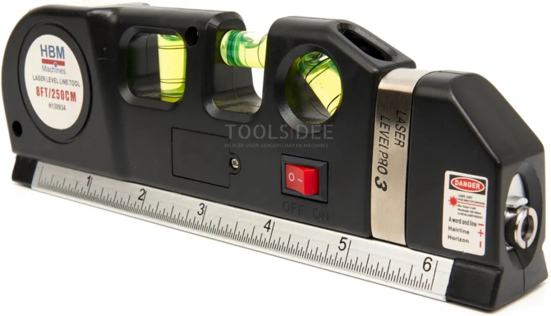 HBM Waterpas met Laser en Rolmaat 250cm