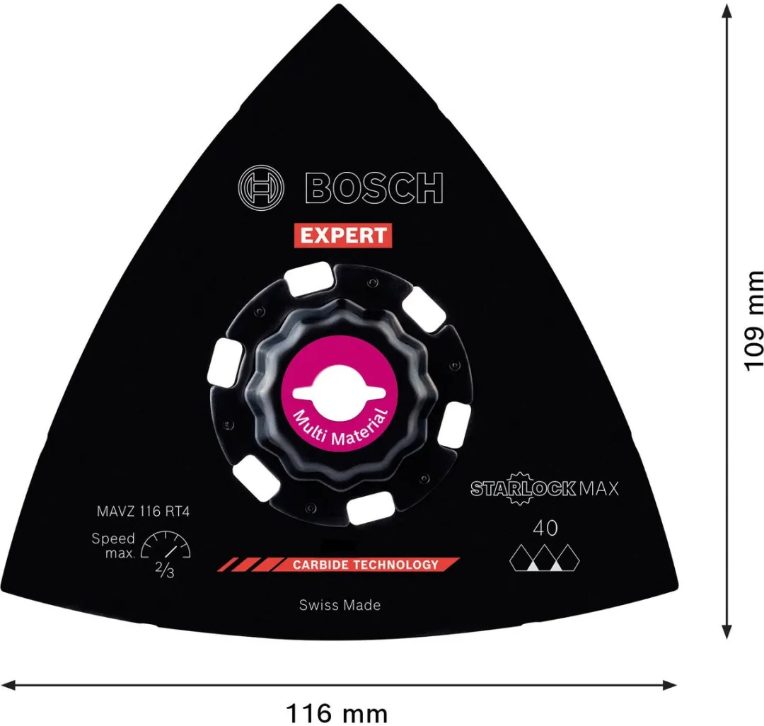 Bosch Professional MAVZ 116 RT4 Schuurplaat - Carbide-RIFF - 1 Stuks