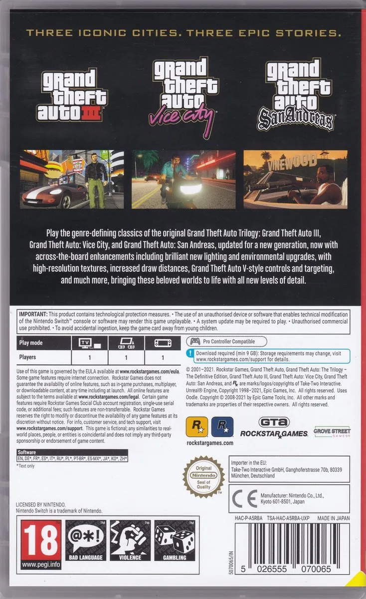 Rockstar Grand Theft Auto The Trilogy - Definitive Edition Switch