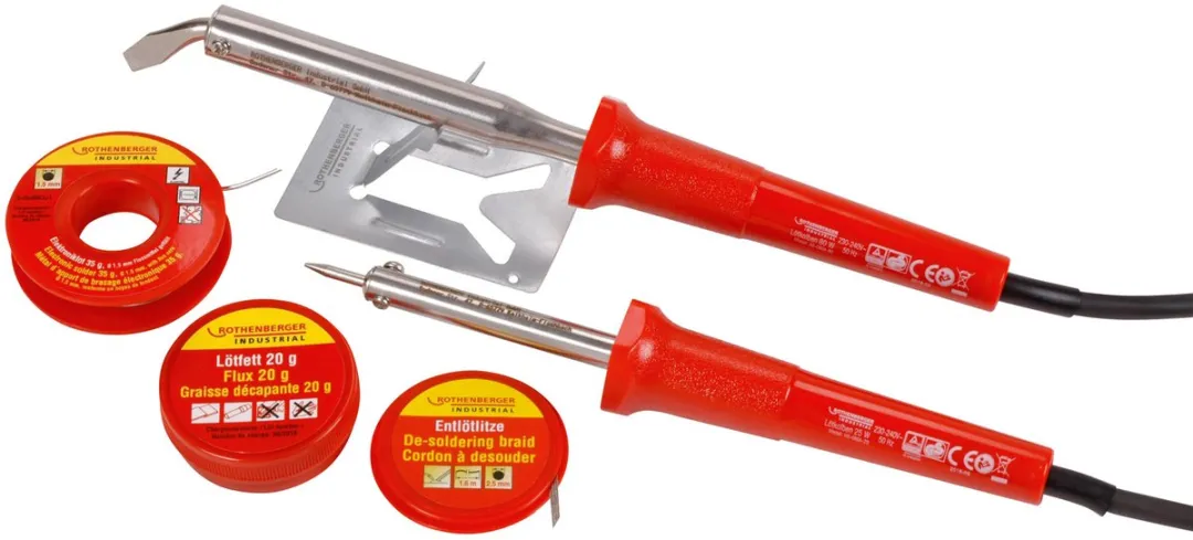 Rothenberger Soldeerbouten Set: 1x25W + 1x80W - Incl. Soldeervet, desoldeer en tin