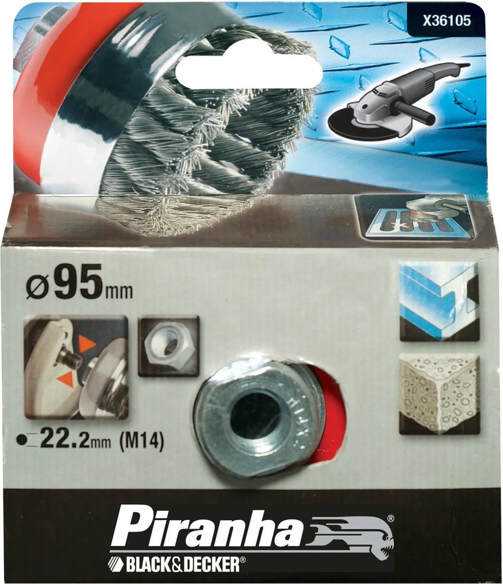 BLACK+DECKER Piranha M14 Komstaaldraadborstel 100mm