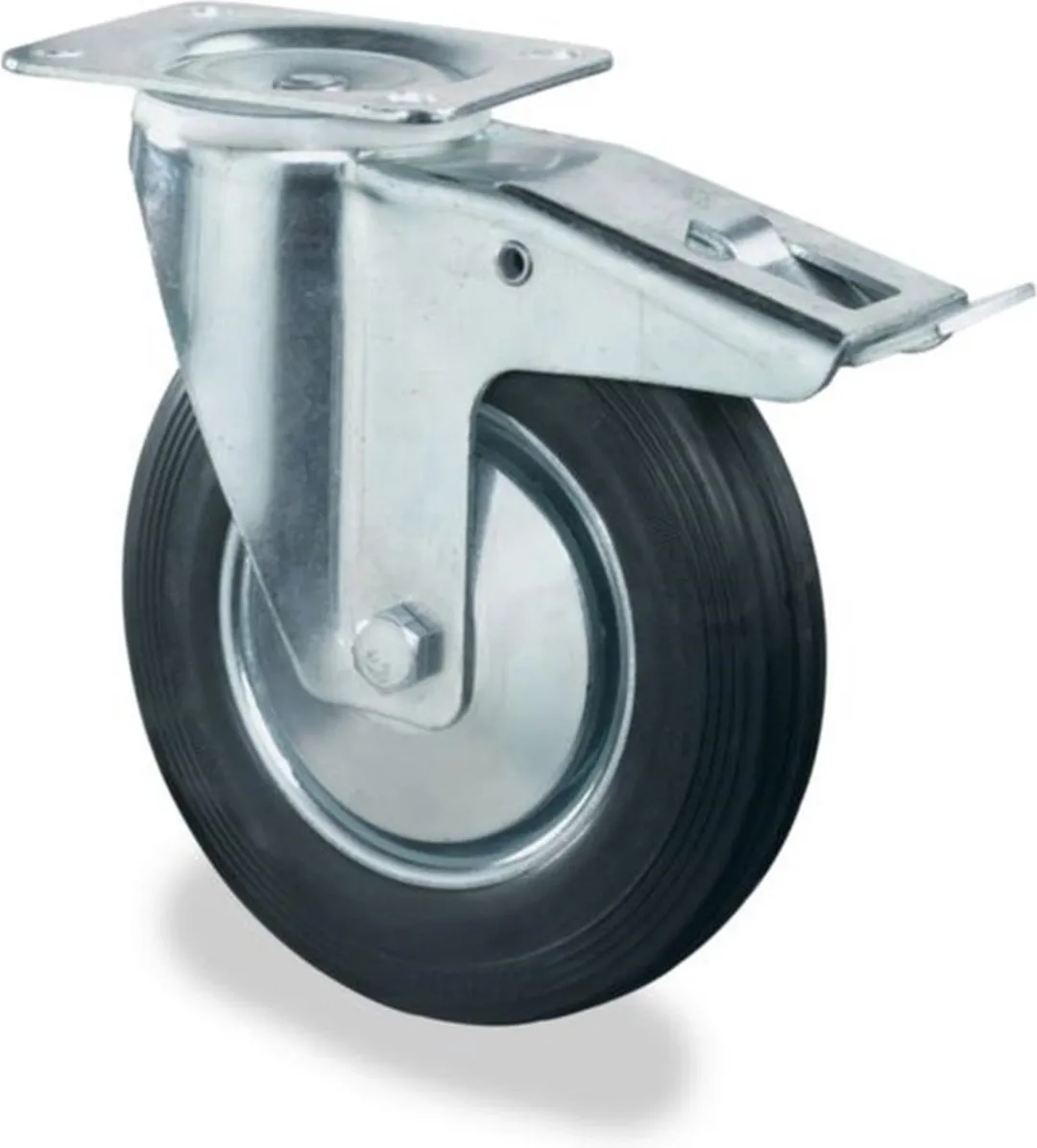 Westfalia Bokwiel 125mm - Massief rubberen band met rem - Wit