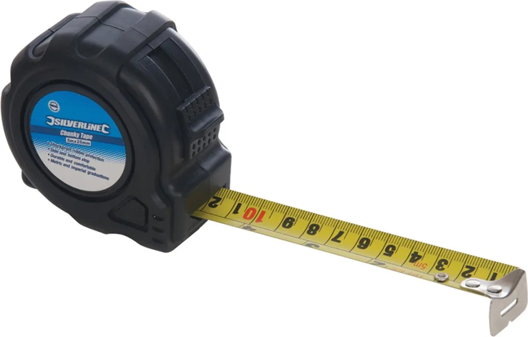 Silverline Rolmaat 5m 25mm Schokbestendig