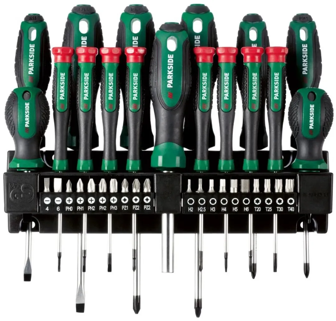PARKSIDE Bit- en schroevendraaier set 37-delig - Rood/Zwart/ Groen