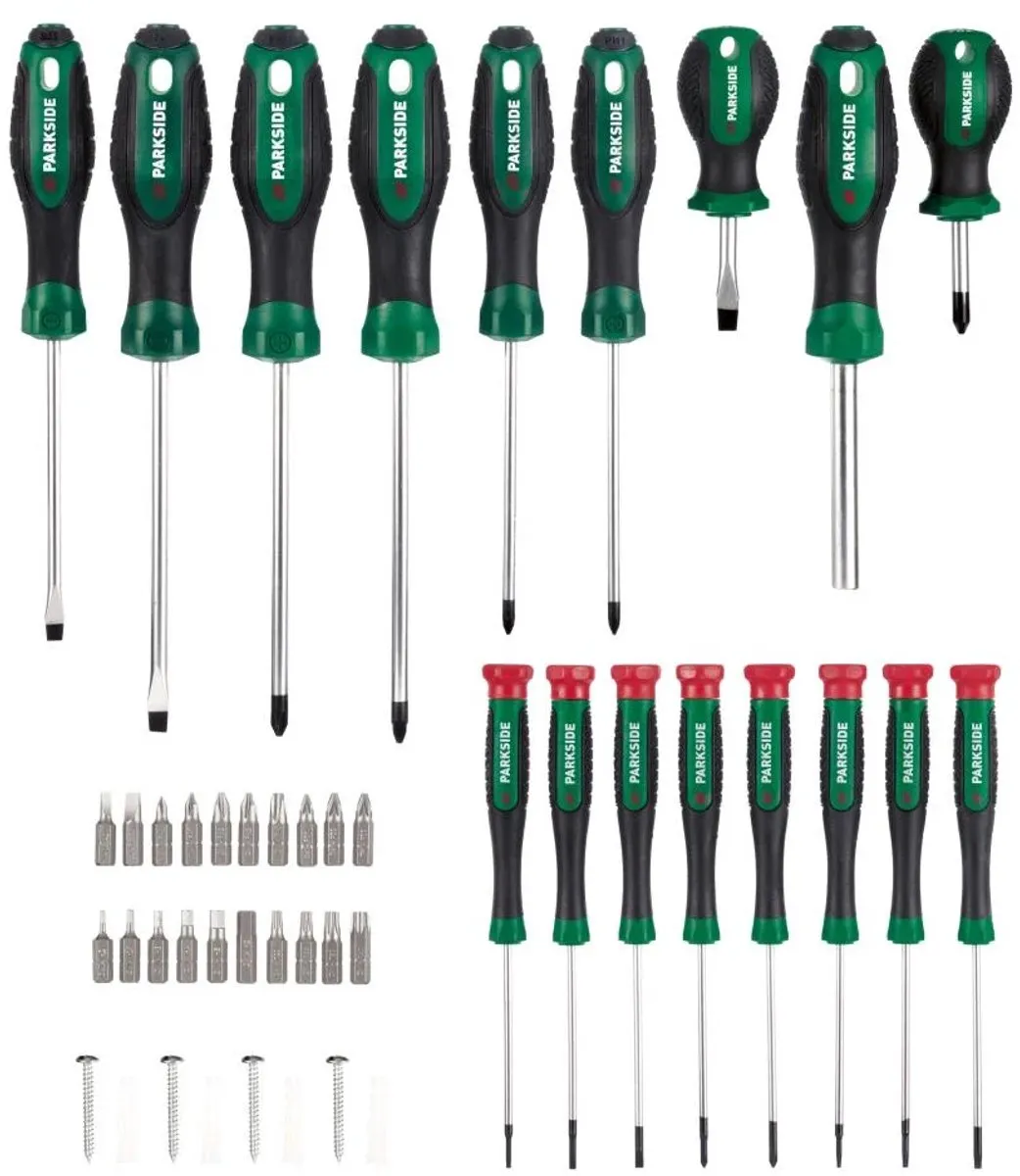 PARKSIDE Bit- en schroevendraaier set 37-delig - Rood/Zwart/ Groen