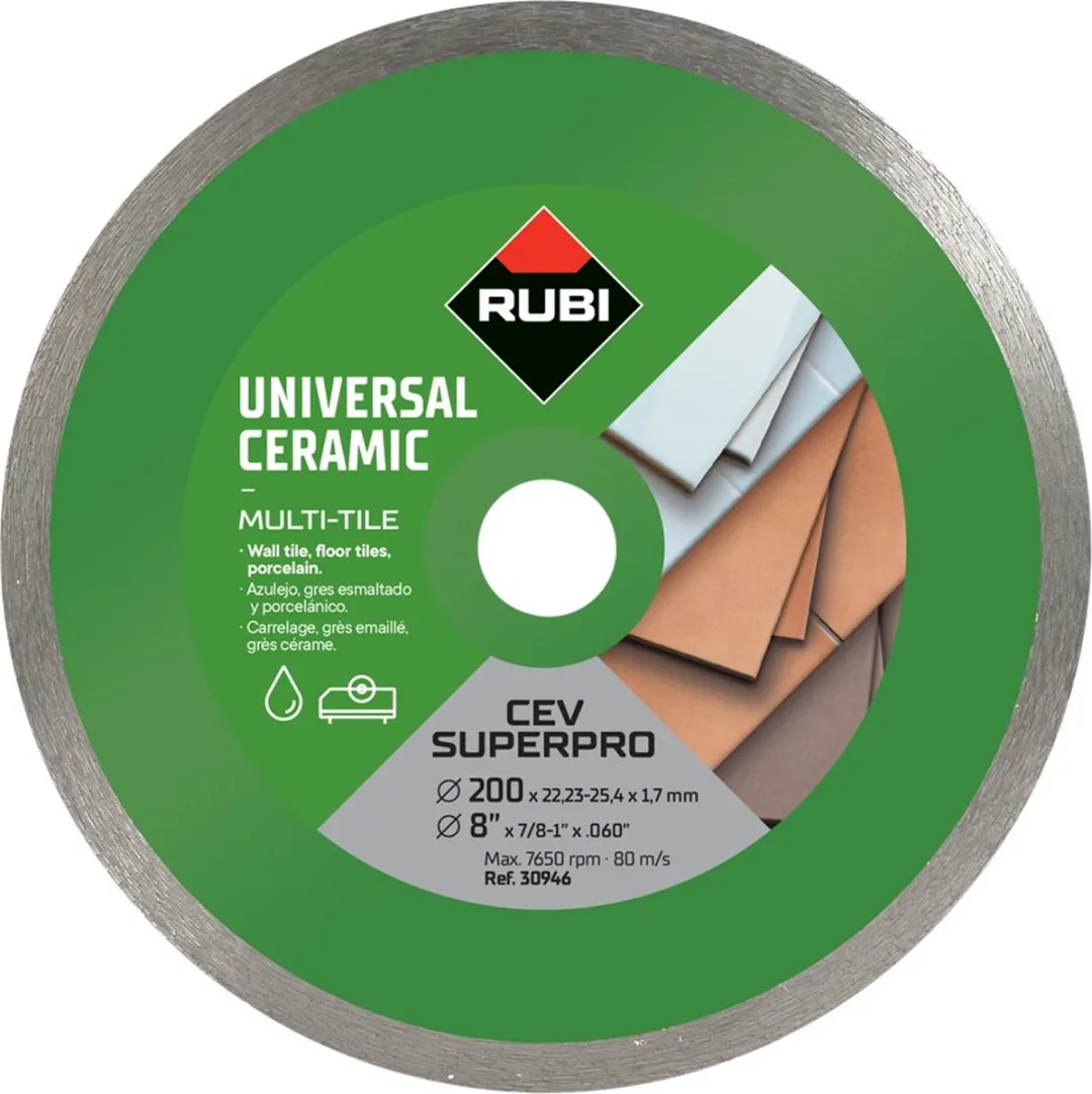 Rubi 30946 CEV Diamantzaagblad 200mm x 25,4mm - Keramiek/Glas/Natuursteen