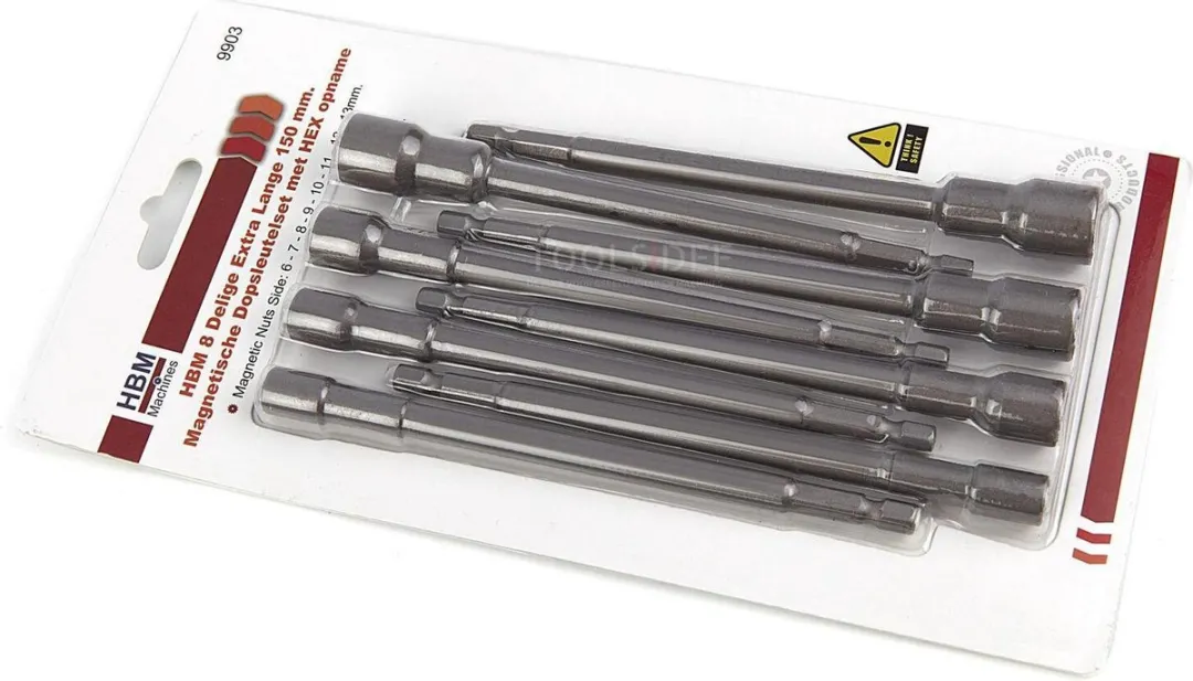 HBM 8-delige Extra Lange Magnetische Dopsleutelset 150mm - 27