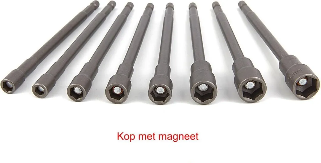 HBM 8-delige Extra Lange Magnetische Dopsleutelset 150mm - 27
