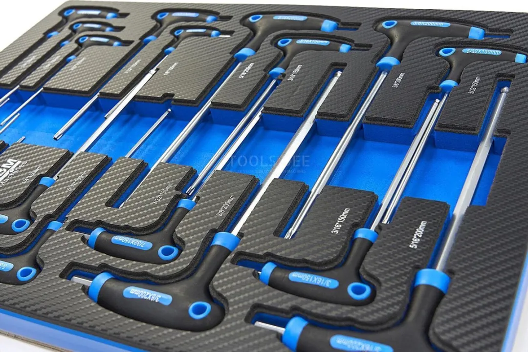 HBM 18-delige T-grepen INCH maten Carbon Foam inlay
