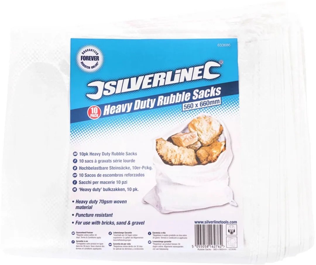Silverline Heavy Duty Puinzakken 56x66cm - 10 Stuks