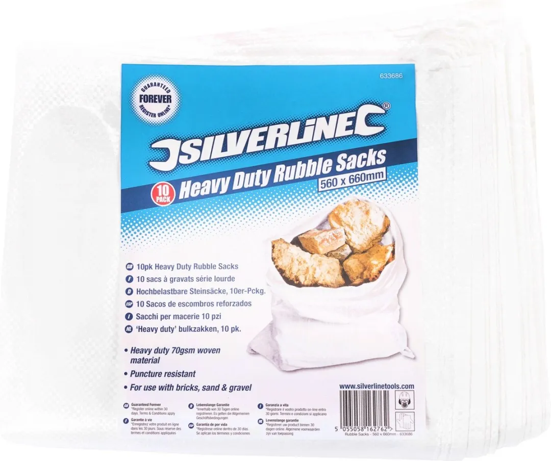 Silverline Heavy Duty Puinzakken 56x66cm - 10 Stuks