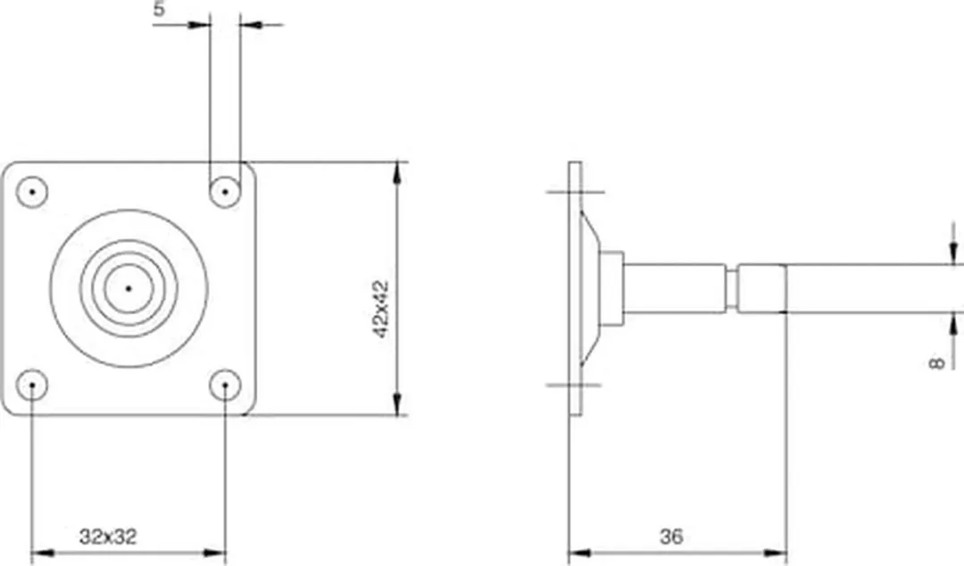 Würth Montageplaat voor Meubelwiel - 4 Stuks - Zilver