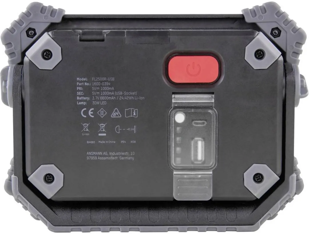 Ansmann FL2500R-USB Werklamp 30W 2400lm - Grijs/Zwart