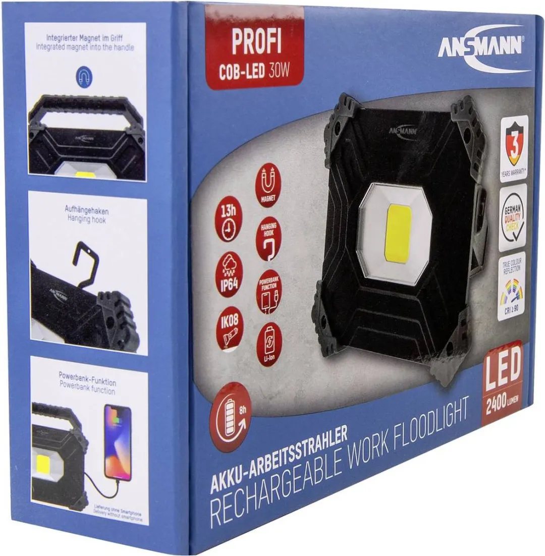 Ansmann FL2500R-USB Werklamp 30W 2400lm - Grijs/Zwart