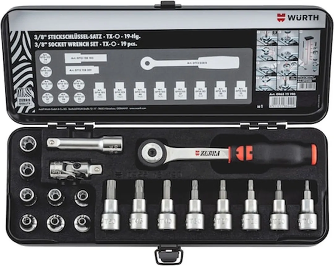 Würth Pijpsleutel 3/8" Assortiment 19-delig