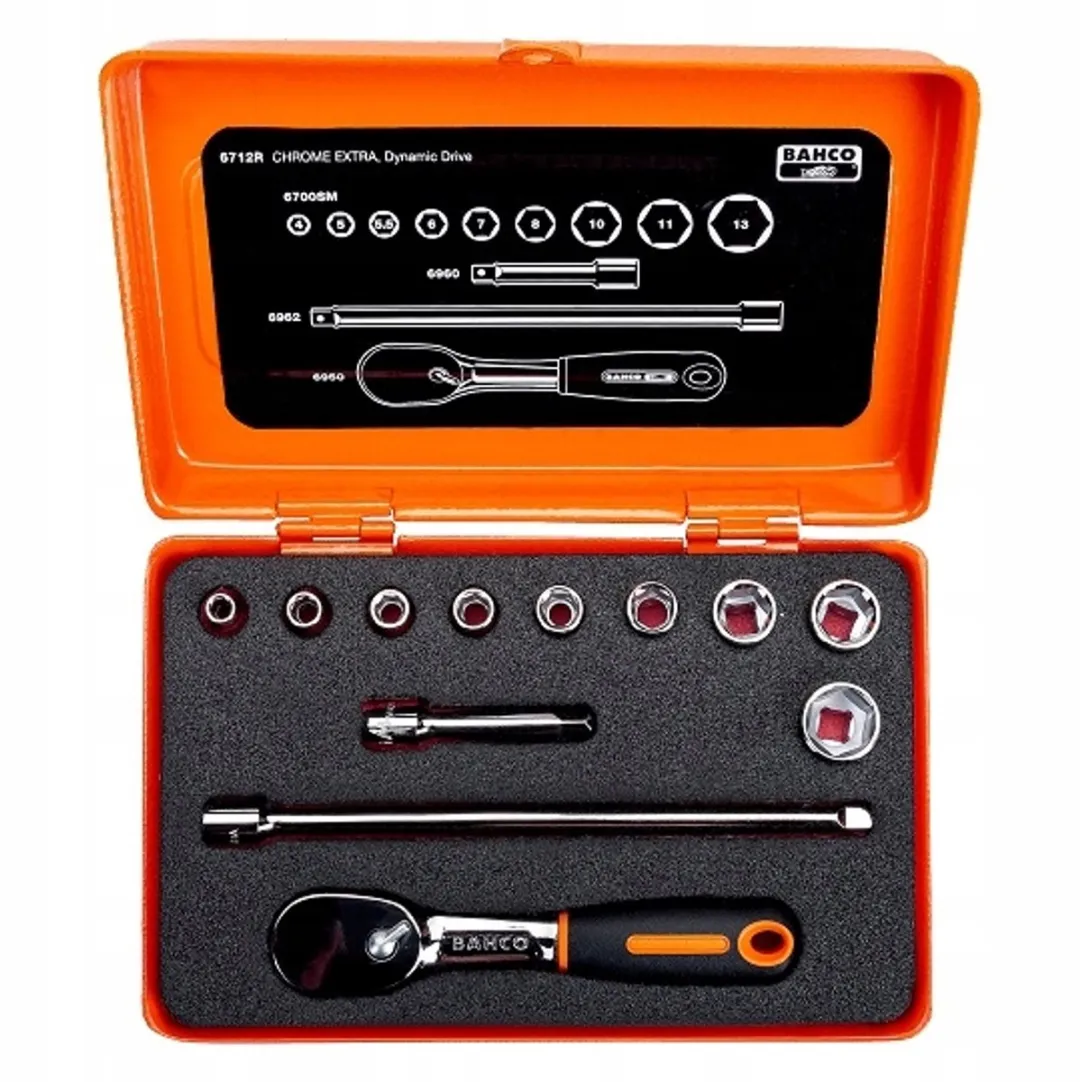 Bahco 1/4" Dopsleutelset 12-delig 6712R - Metrisch
