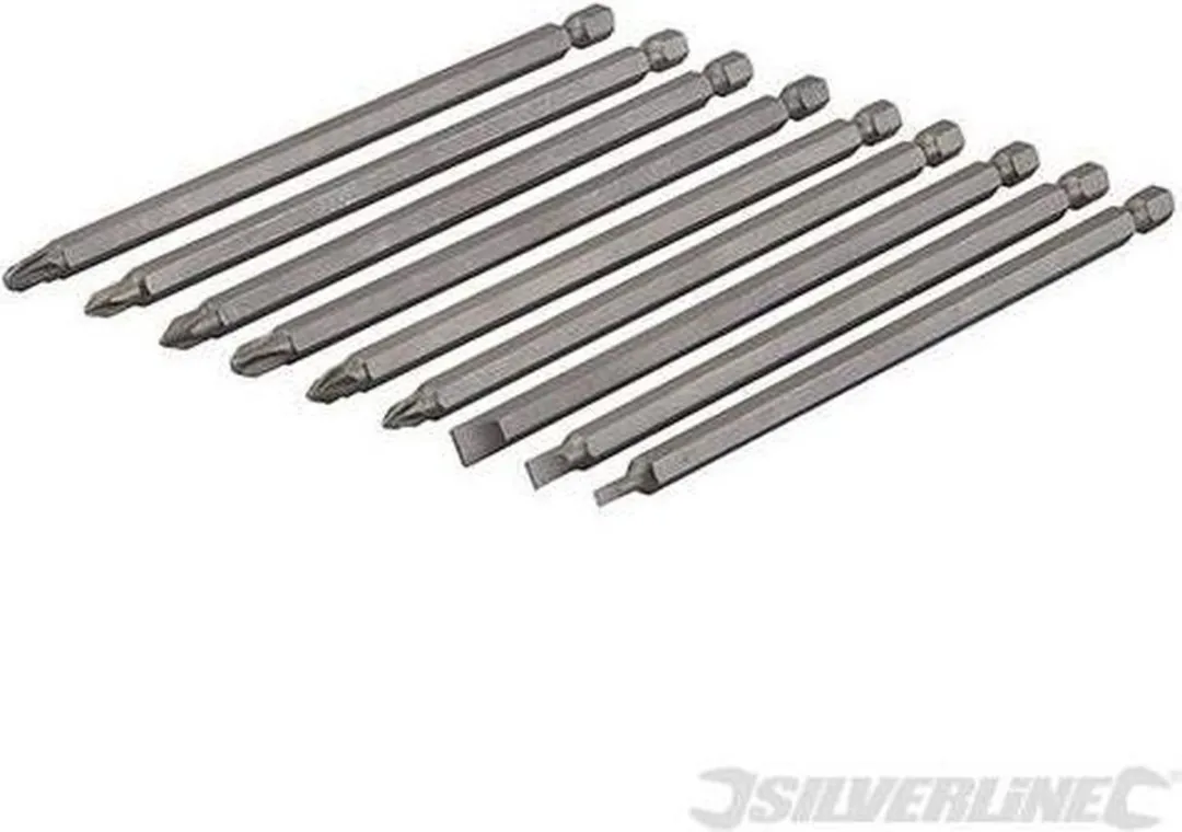 Silverline Extra Lange Schroevendraaier Bit Set 150mm - 9-delig
