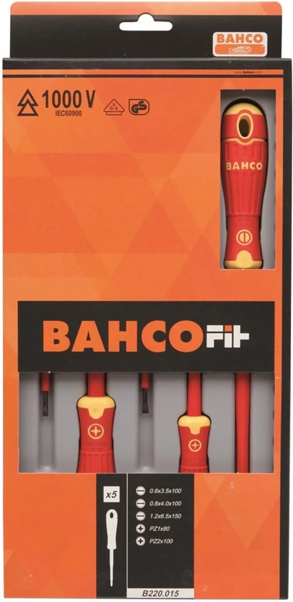Bahco B220.015 Schroevendraaierset 6-delig - Rood/Geel