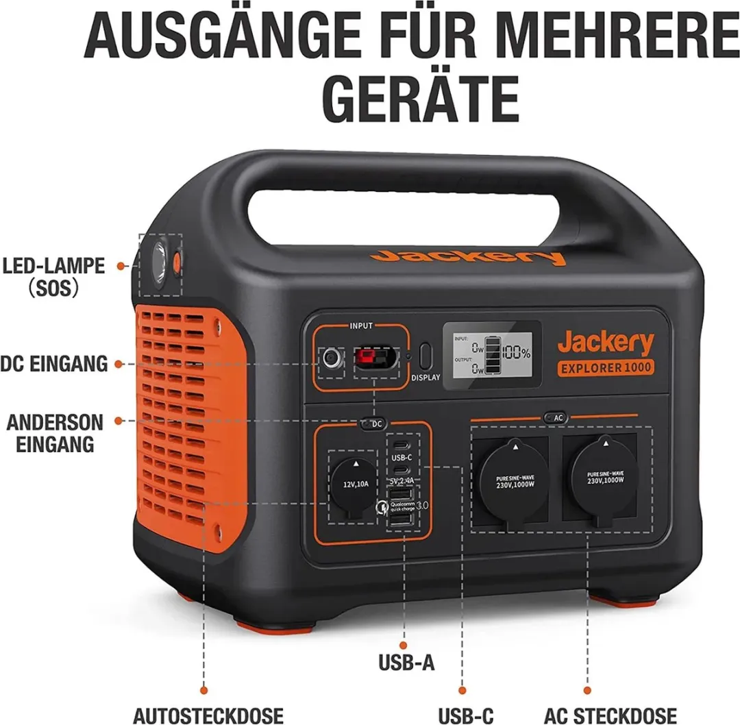 Jackery Explorer 1000 - Draagbare Powerstation - Solar Generator - kamperen - off-grid survival - 230V Power Station