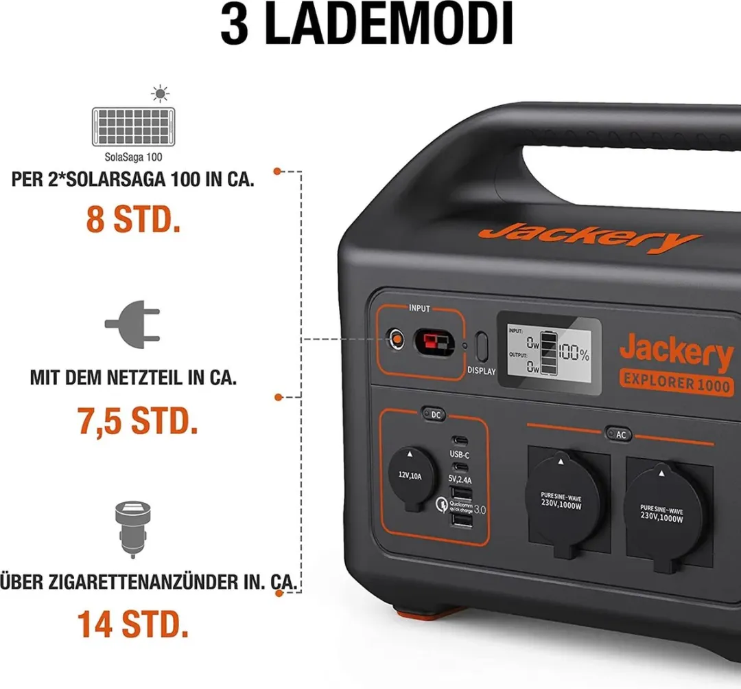 Jackery Explorer 1000 - Draagbare Powerstation - Solar Generator - kamperen - off-grid survival - 230V Power Station