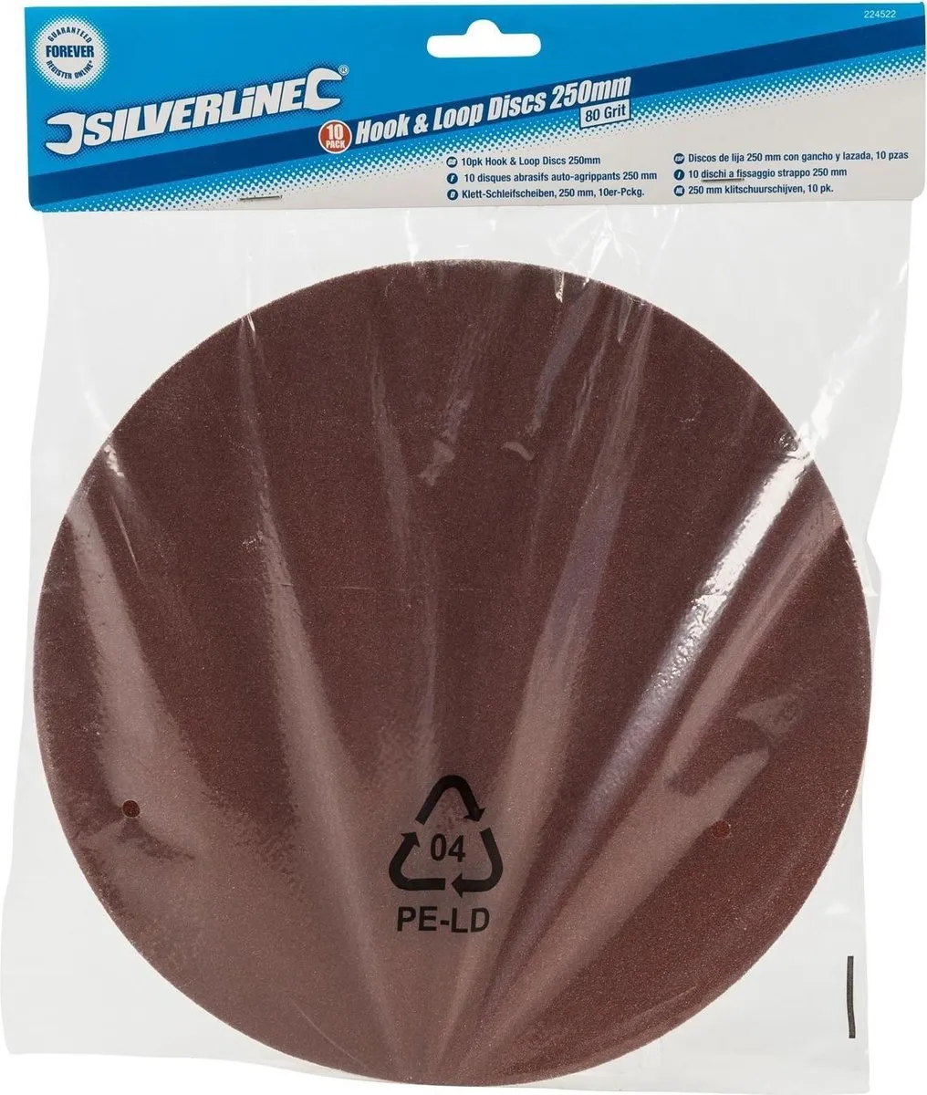 Silverline Klittenband Schuurschijven 250mm - Korrel 80 - 10 Stuks - afbeelding 6 van 6