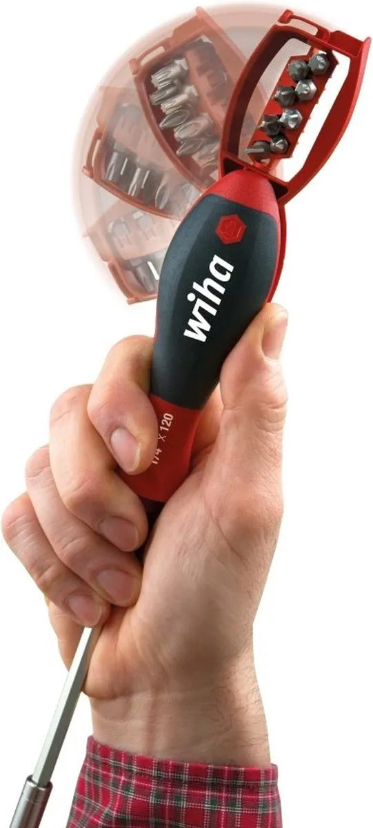 Wiha 38090101 Schroevendraaier met Bitmagazijn - 8 Bits - Zwart/Rood