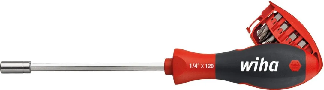 Wiha 38090101 Schroevendraaier met Bitmagazijn - 8 Bits - Zwart/Rood