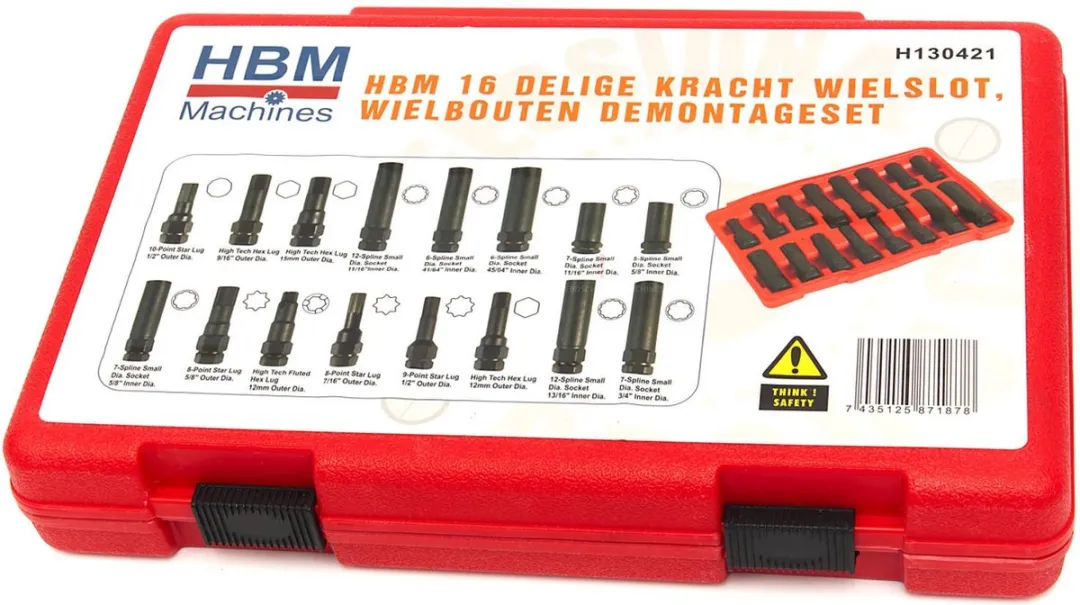 HBM Kracht Wielslot Demontageset 16-delig - 27mm