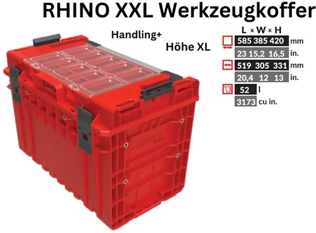 Toolbrothers RHINO XXL Gereedschapskoffer 52L - Rood/Zwart - afbeelding 3 van 6