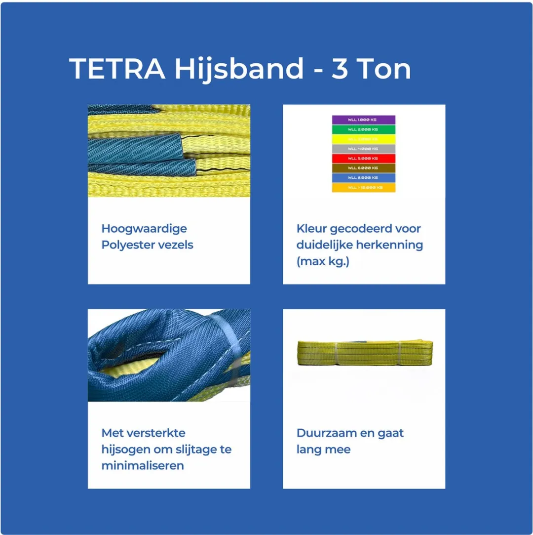 TETRA Hijsband 3 Ton - 3m - Geel