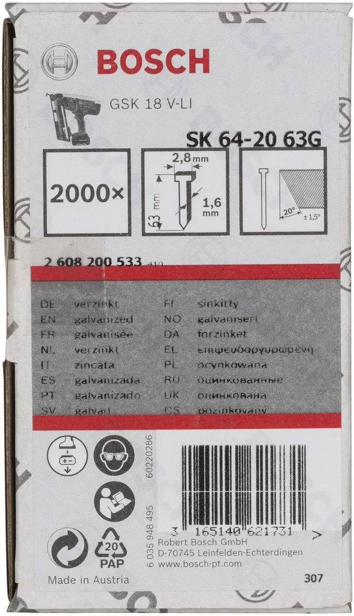 Bosch SPIJKER SK64-20 63G Nagel