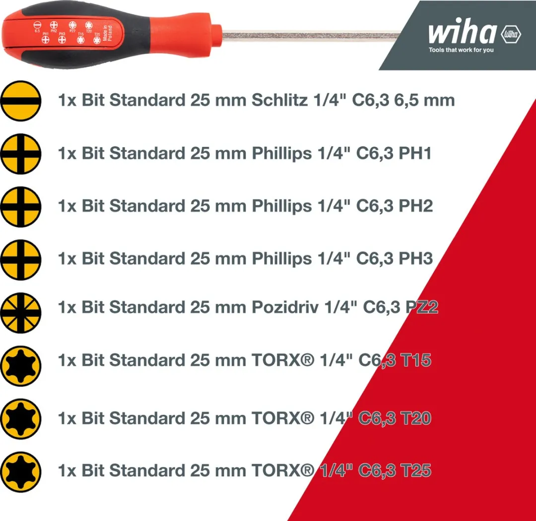 Wiha Magazine SB38090101 Werkplaats Bitschroevendraaierset - 1/4" - 9-delig