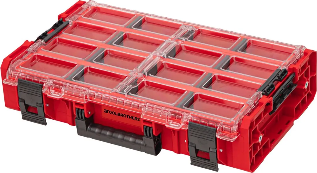Toolbrothers RHINO XXL Organizer - 13,5L - 4x dozen + 12x verdelers - Rood/Transparant - afbeelding 2 van 6